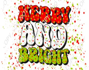 Merry and bright png digital download