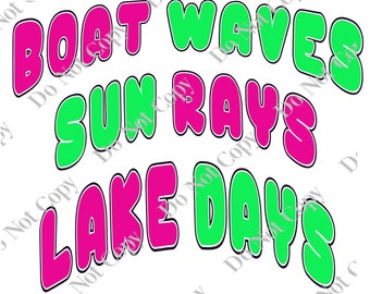 Boat Waves Sun Rays Lake Days PNG Digital Download