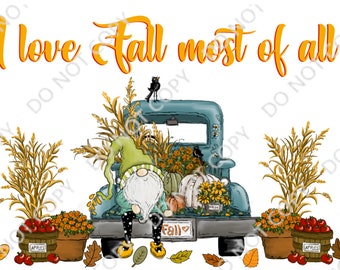 I love Fall most of all PNG digital download