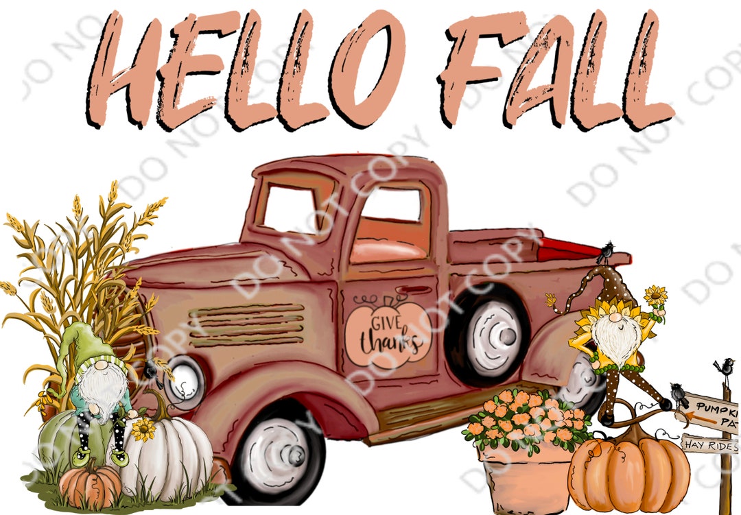 Hello Fall Vintage Truck PNG Digital Download - Etsy