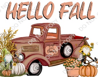 Hello Fall Vintage Truck PNG Digital Download