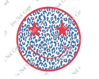 Patriotic, 4th of July Smiley Face PNG Digital Download