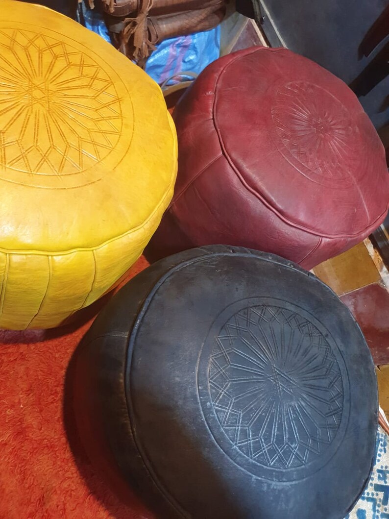 Leather Pouf Ottoman Pouf Pouf Chair Coffee Table Nursery Etsy