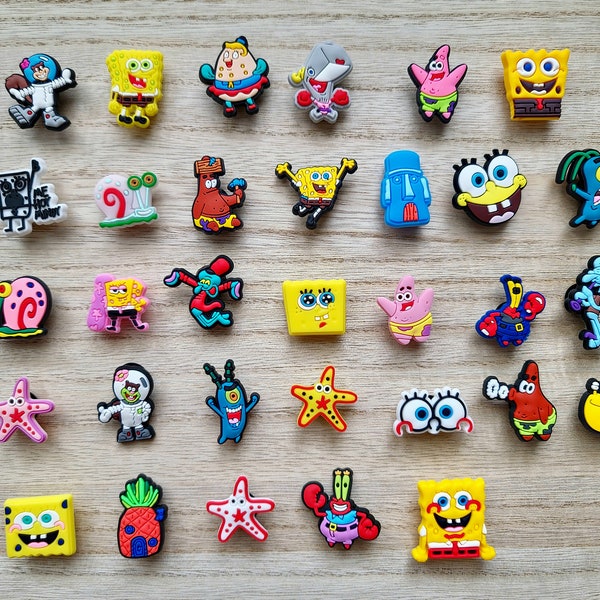 Spongebob croc charms, 90's show inspired croc charms, Spongebob jibbitz, Patrick star croc charm, Squidward croc charm