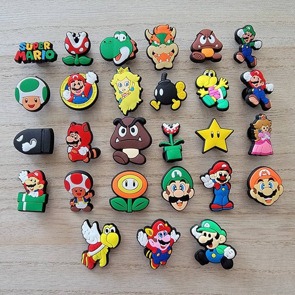 Mario Croc Charm, Super Mario Croc Charm, Luigi Croc Charm, Bowser Croc Charms, Princess Peach croc charm, Jibbitz, Nintendo