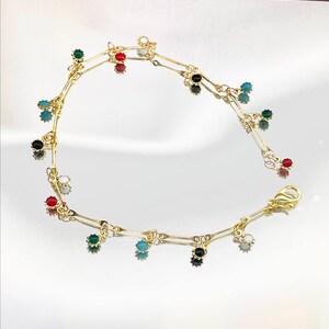 Colorful, hypoallergenic, water-friendly, dainty, stylish anklet; womens jewelry, summer jewelry, charm anklet