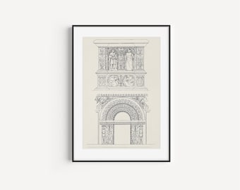 Architecture illustration, arch illustration, Roman arch, Roman architecture, architecture sketch, old world archway, printable illustration