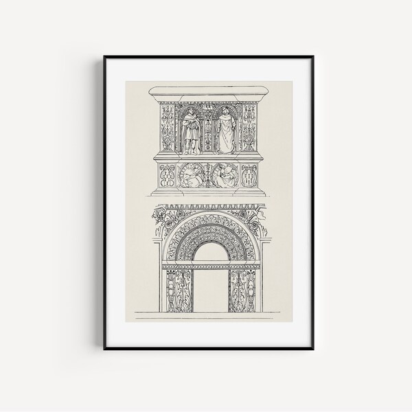 Architecture illustration, arch illustration, Roman arch, Roman architecture, architecture sketch, old world archway, printable illustration