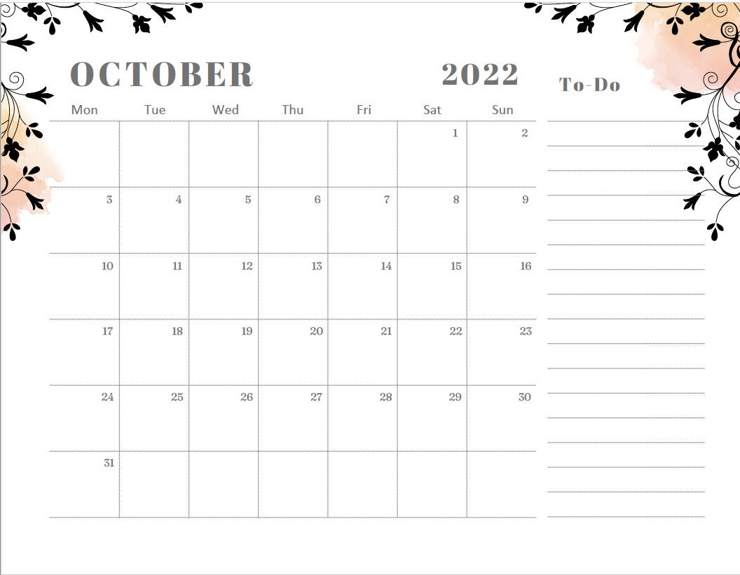 Printable Calendarmonthly Calendar to Do List Monthly Etsy