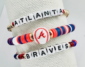 Braves-Inspired Baseball Bracelets, Gameday MLB Cheer Jewelry, Personalized + Stackable