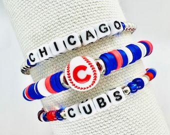 Cubs-Inspired Baseball Bracelets, Game Day Cheer Jewelry, Personalized + Stackable