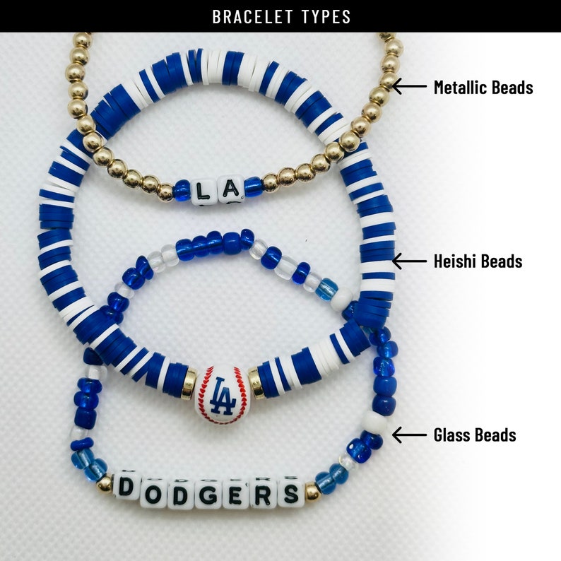 Dodgers-Inspired Baseball Bracelets, Game Day Cheer Jewelry, Personalized Stackable image 3