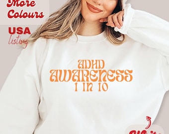 ADHD awareness shirt, retro neurodiversity sweatshirt, mental health, Audhd gift for teenage girls boys, neurodiversity, ADHD gift ideas