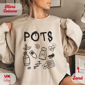 POTS syndrome, doodle sweatshirt, chronic illness gift, crewneck sweatshirt, spoonie, postural orthostatic tachycardia syndrome, awareness