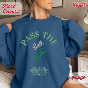 POTS syndrome, salty pots, chronic illness crewneck sweatshirt, hidden disability, postural orthostatic tachycardia syndrome, awareness gift