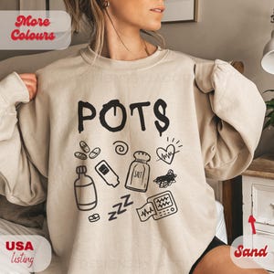 POTS syndrome, doodle sweatshirt, chronic illness, hidden disability, spoonie, postural orthostatic tachycardia syndrome, awareness gift
