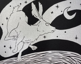 August Hare - Silver on Black