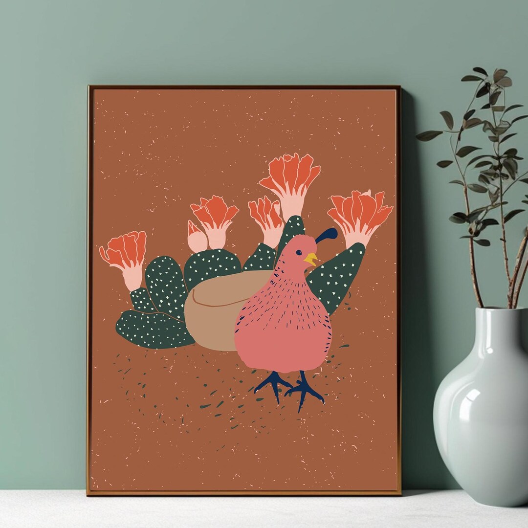Desert Wall Art Print Cactus Bird Print Wall Decor Desert Home Decor ...