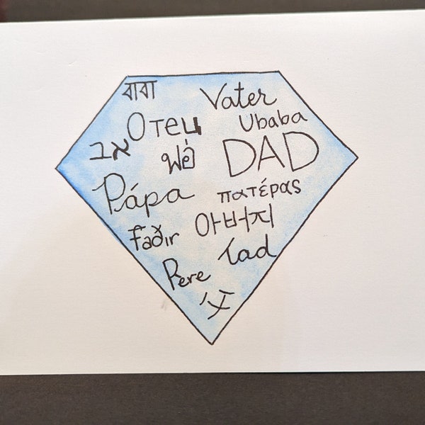 Father's Day card- 12 languages including Japanese, Spanish, Hebrew, German, etc.