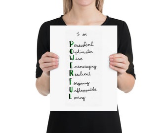 Positive Affirmation Poster: I am Powerful (Green)
