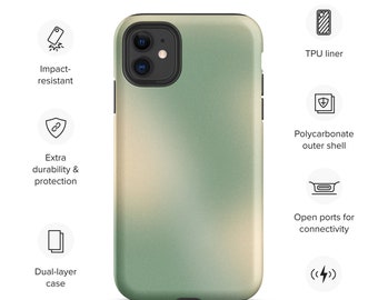 Aura Green Aesthetic Tough iPhone Case