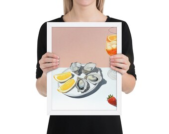 Oysters and Spritz Aesthetic Framed poster