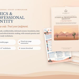 Guía de estudio de ética en consejería, apuntes sobre el Código de Ética de la ACA, escenarios de ética para la escuela de posgrado, consentimiento informado, PDF imprimible para estudiantes de consejería