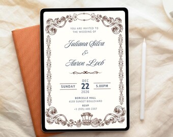 Custom Wedding Invitation, Elegant Marriage Invite