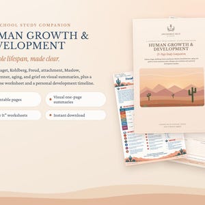 Human Growth and Development Study Guide, Erikson Piaget Kohlberg Notes, Lifespan Development, Counseling Grad School Printable PDF