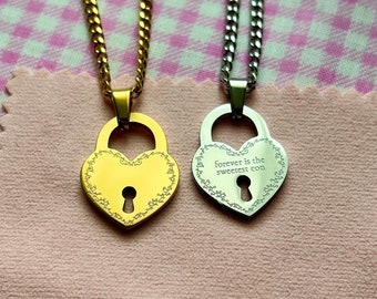 Heart Lock Necklace: 18K Gold Plated Stainless Steel Pendant