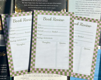 Book Review Notepad: Pink & Green, 50 Pages