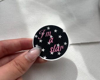 I’m a star sticker- black white pink star vintage