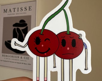 Cherry's hugging sticker- Happy Cherry Sad Cherry sticker- Grumpy x Sunshine Hydroflask Sticker Laptop Sticker