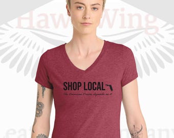 Shop Local (Florida) Women's Tee, Ladies Heather Cardinal T-shirt, American Dream Shirt