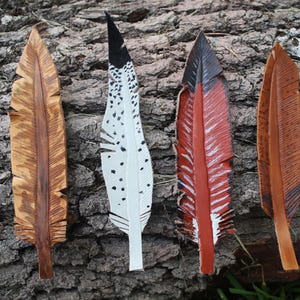 Hand-tooled Leather Feathers, Hand-Painted, Bookmarks, Handmade Feather, Decoration, Bohemian, Hat Decor, Accessory, Hat Band, Saddle Decor