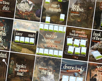 Dark-Academia-Bookstagram-Vorlage, Vintage-Instagram-Karussell-Post, Stimmungsvolles Buchrezensions-Canva-Kit, Cottagecore-Buch-Content-Creator