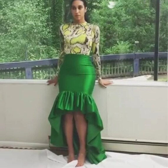 Gathered asymmetrical clearance skirt