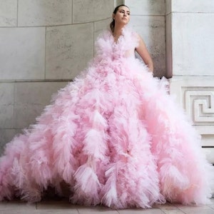 Ruffle Tiered Tulle Dress, Prom Dress, Wedding Dress, Bridal Gown