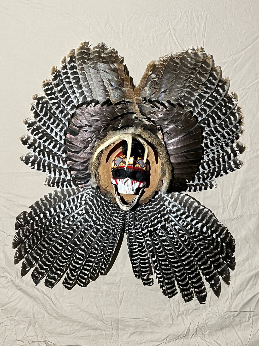 Modern Native American Turkey Feather and Antler Wall Art - Etsy
