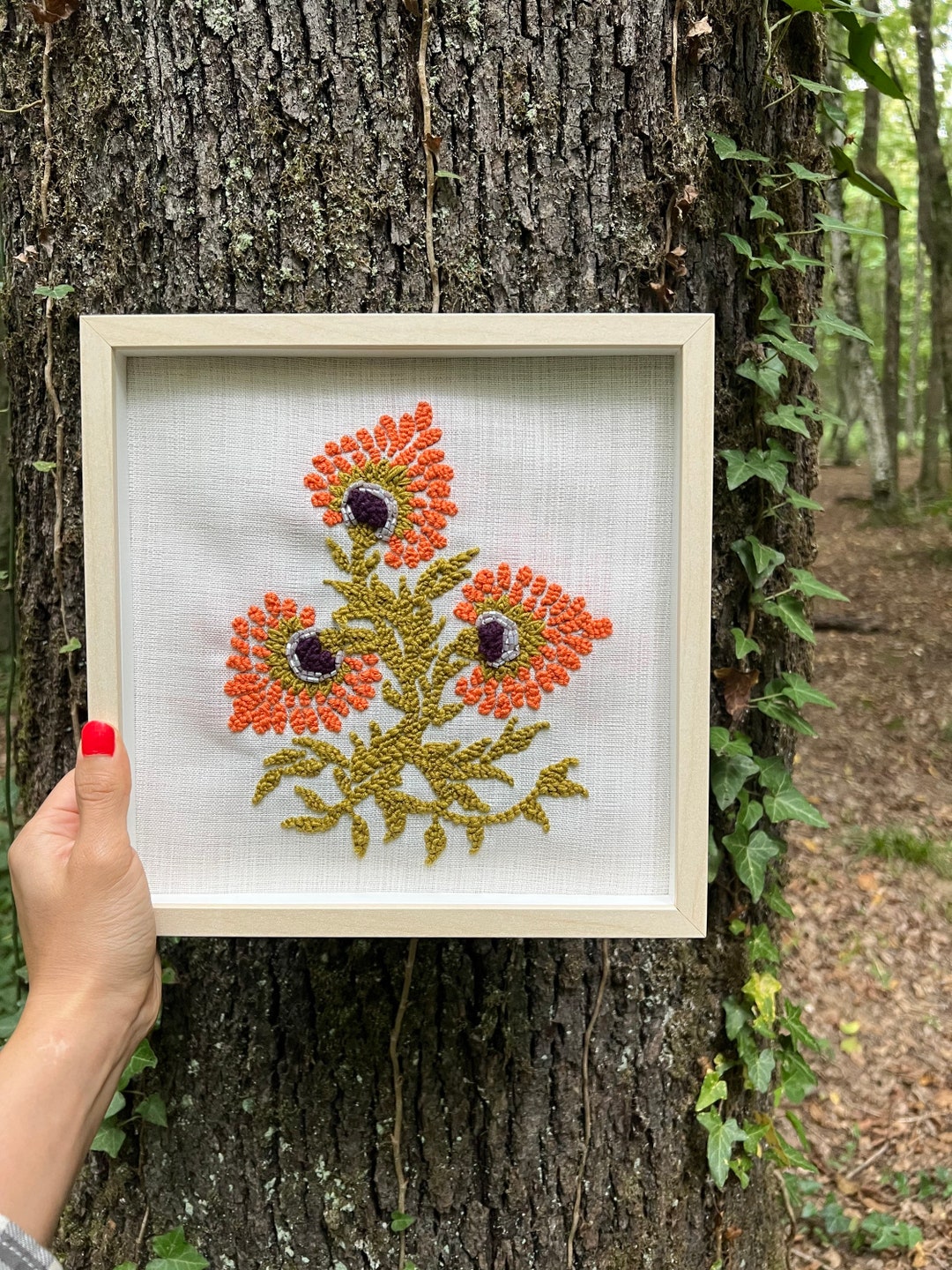 Flower of Courage 3D Beaded Embroidery Punch Needle Work Etsy