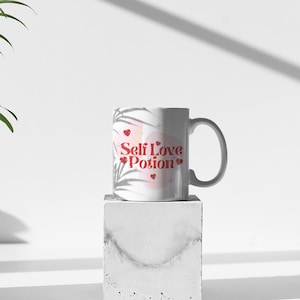 Coffee Mug Self Love Potion Cute Handmade Gift 11oz 15oz Ceramic Mug Two Sided Gift Housewarming Gift Birthday Gift Aesthetic Home Decor