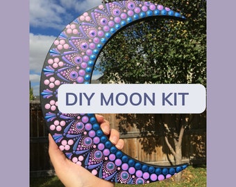 DIY Mandala MOON Dot Painting Kit with PDF Tutorial