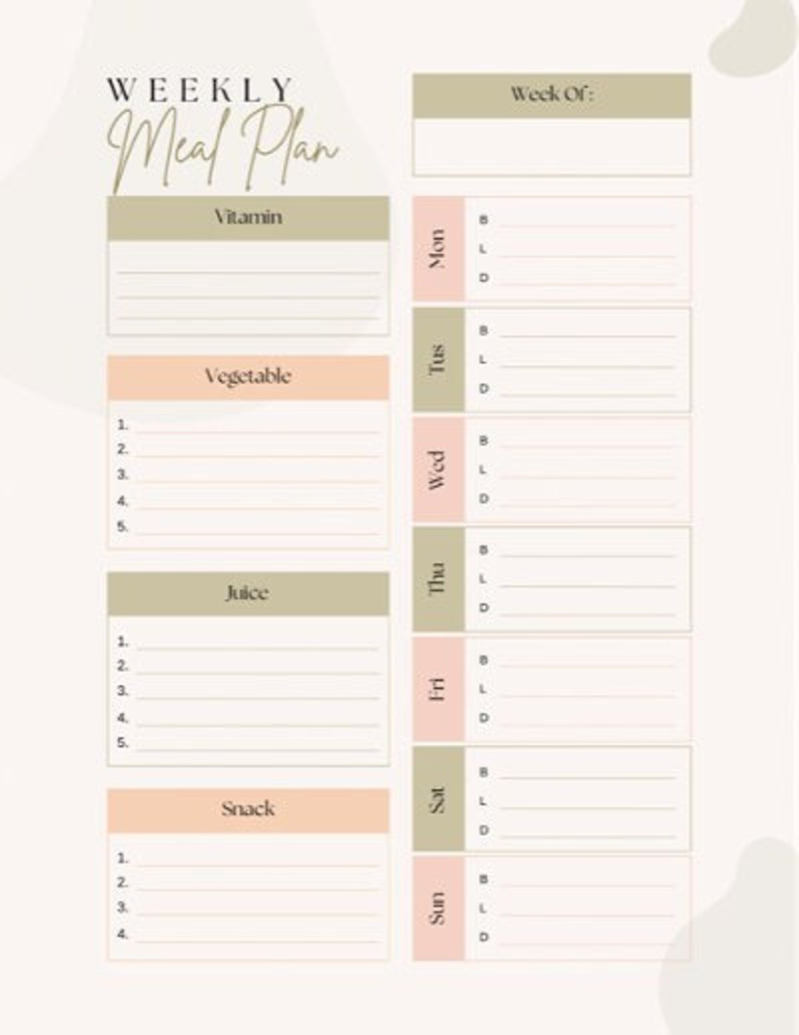 Digital Meal Prep Planner - Etsy