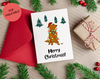 Dog Christmas Card Printable - Etsy