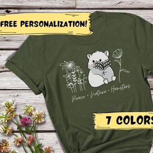 Cute Hamster Lover Tshirt | Hamster Mom Shirt | Teen Gift for Her | Cricetinae Mama Pet Owner Tee | Girl Present | Rodent Nature Flowers