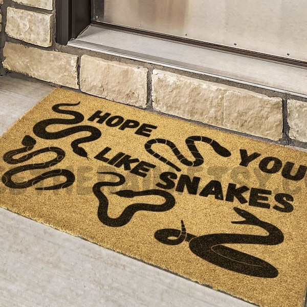 Snake Doormat | Hope You Like Snakes | Reptile Lover Door mat | Housewarming Gifts for College Men | Gifts for Him | Funny Scary Home Decor