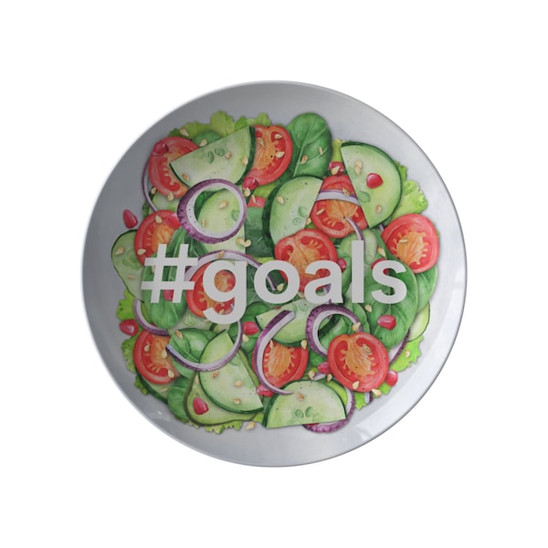 Salad Plate for Healthy Eating Portion Control Goals Plate | Meal Planning Diet | Salad Veggie Lover Gift | Weight Loss Fitness Exercise