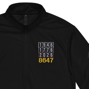Felpa con zip a un quarto USA 250 con grafica matematica patriottica