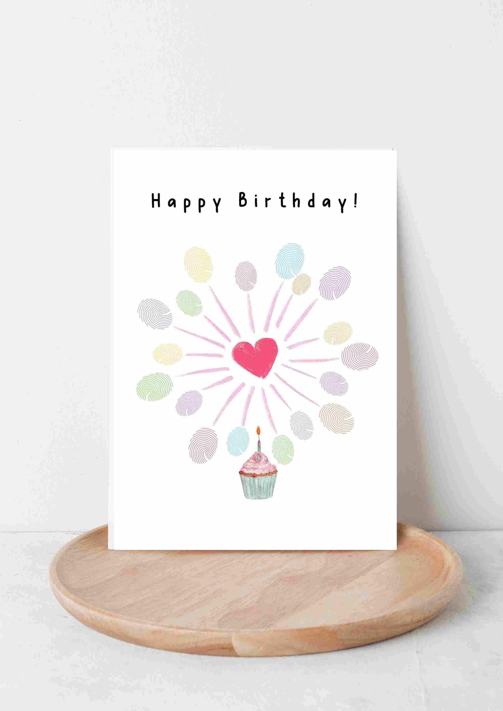 Candle Fingerprint, Birthday Card, Kids Craft,fingerprint Printable
