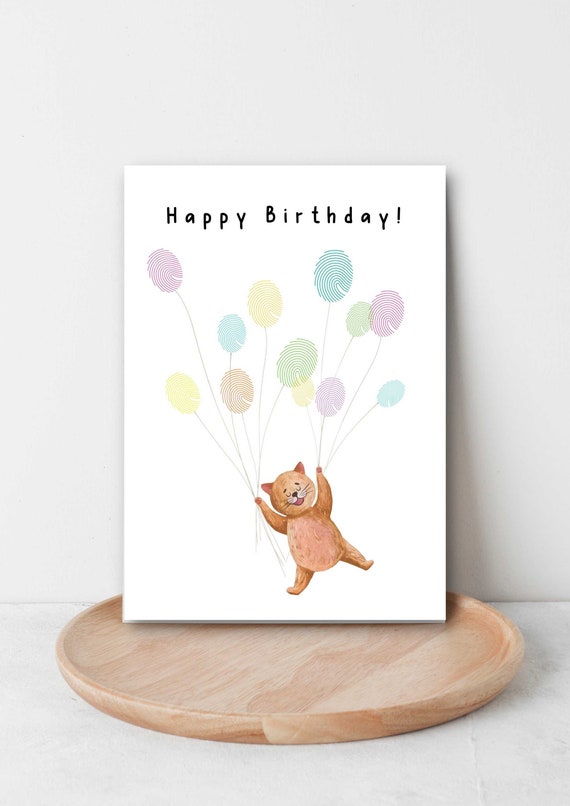 Balloon Fingerprint Birthday Card: Kids Craft Printable (Digital Download)